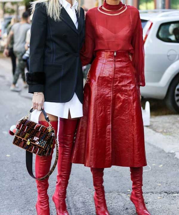 White shirt with over the knee boots