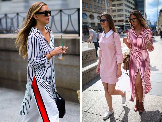 Shirt and striped dresses with what to wear examples