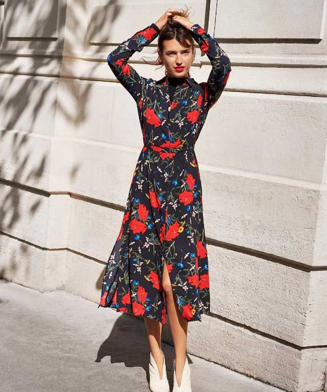 Jeanne in a floral midi dress