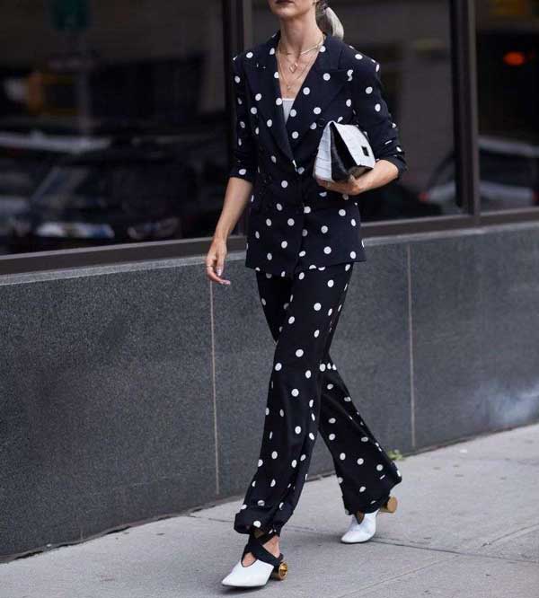 Summer pantsuit in polka dots