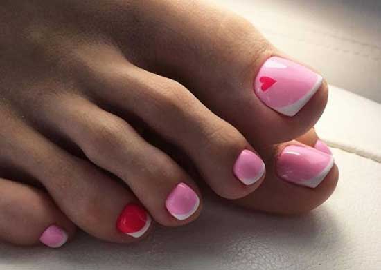 Pink jacket on toenails