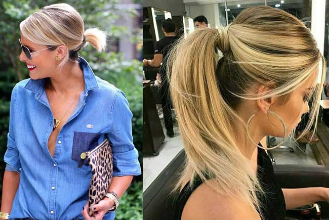 What women's haircuts, hairstyles and coloring are young - styling a high ponytail