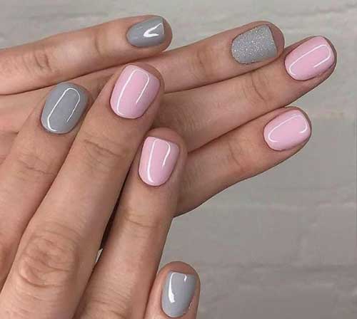 Pink + gray nail design