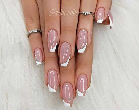 French manicure with a colored base