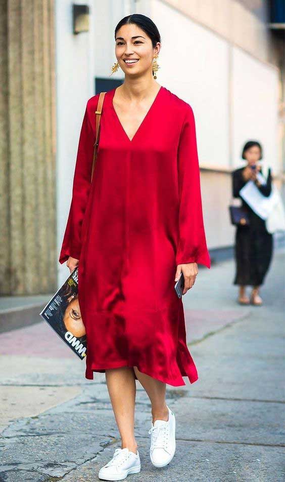 Bright red fashion dress