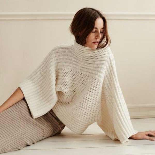 White sweater knitted