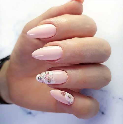 Pink flowers manicure