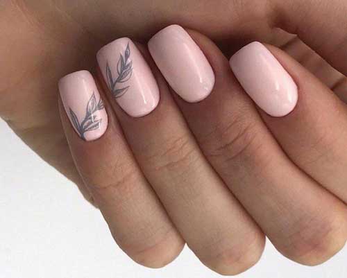 Rose + fleurs imprimées sur les ongles