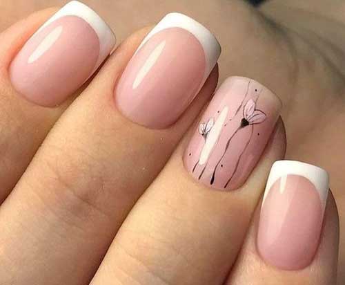 Delicate nail design with flower pattern: beautiful manicure ideas