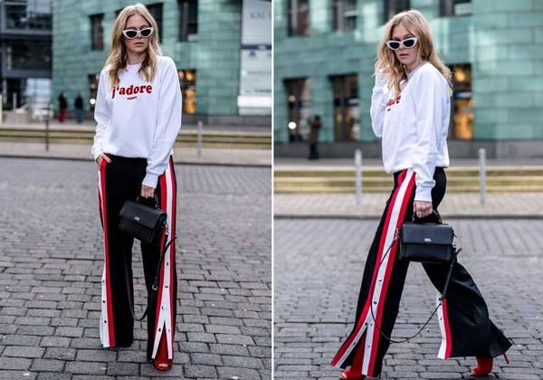 Pants with stripes + sweatshirt