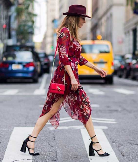 Floral print dress with matching hat