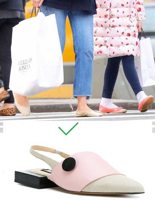 Fashionable and not fashionable ballet flats example