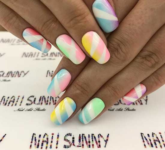 Rainbow manicure idea 2018