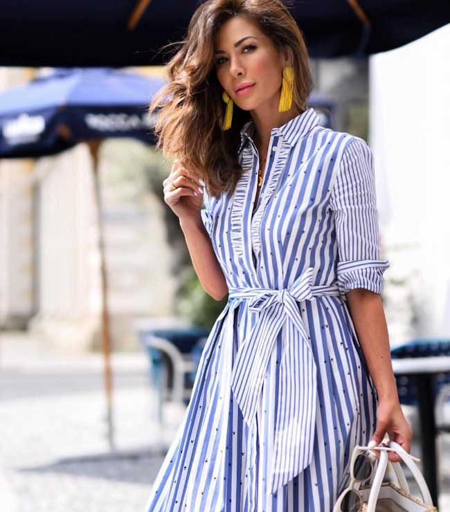 Shirt dress striped print