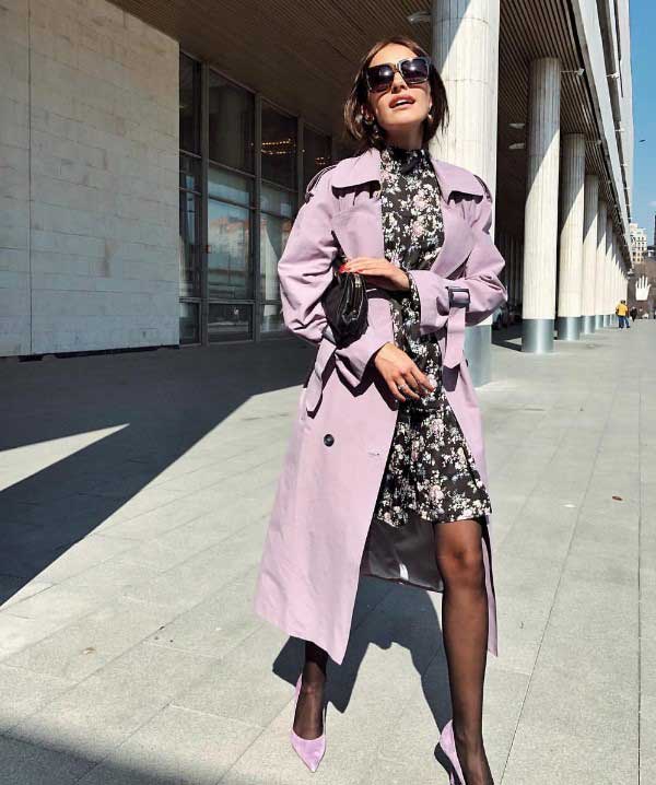 Trench coat + light dress - stylish outfit