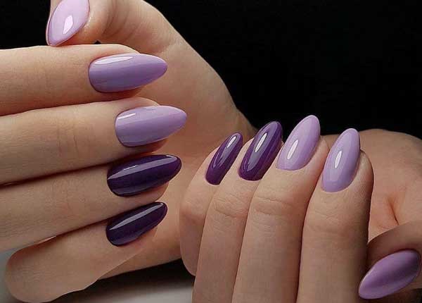 Shades of purple on the nails