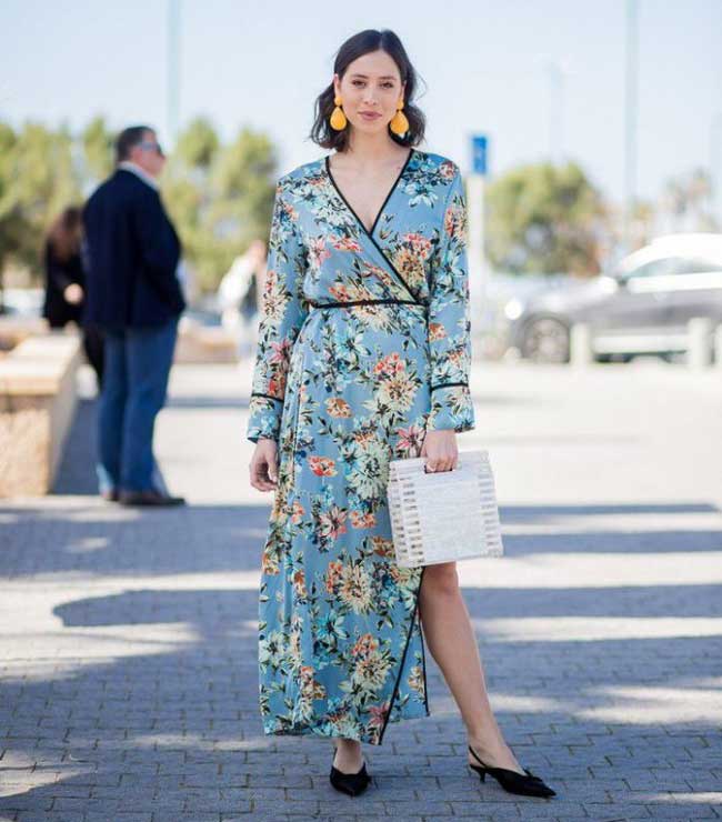 Straw bag with summer dress