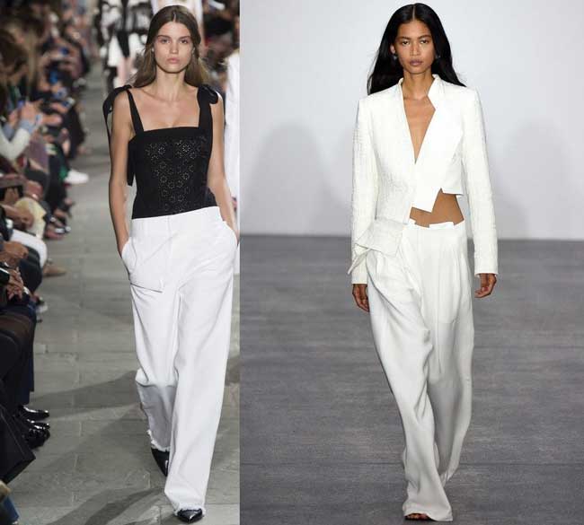 Wide leg white trousers