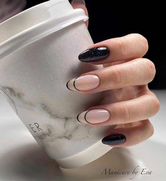 Cool black French manicure