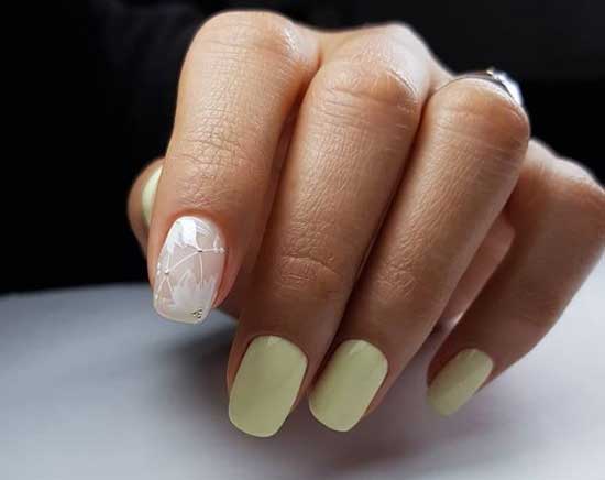 Light yellow shade in manicure