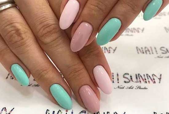 Mint + pink manicure designs