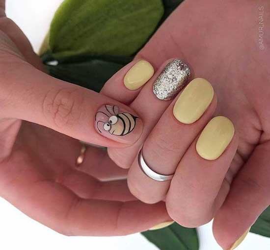 Pastel Mustard Manicure Design