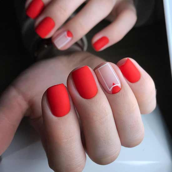 Red matte for short nails