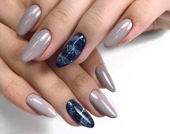 Gray manicure + blue