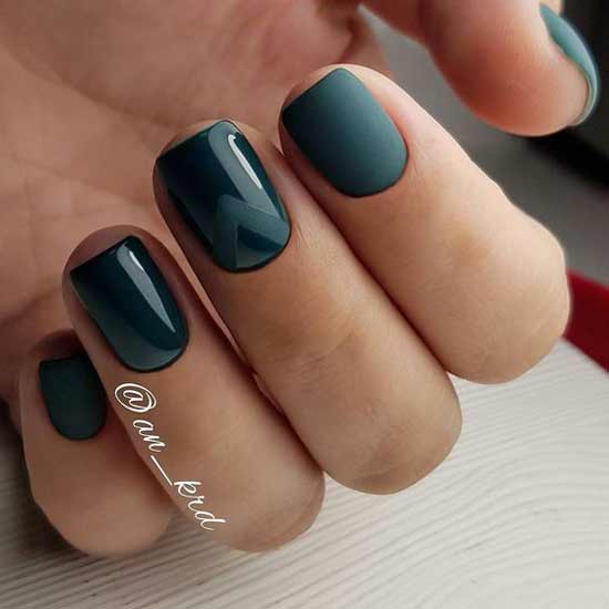 Dark green matte manicure new