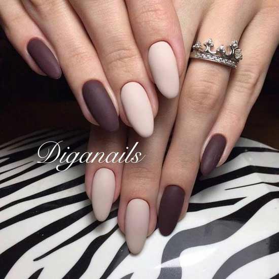 Matte beige manicure