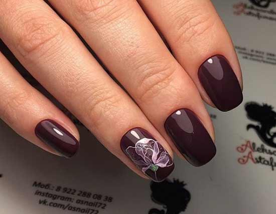 Manicure of dark colors with a pattern