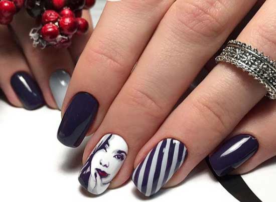 In dark blue tones manicure idea