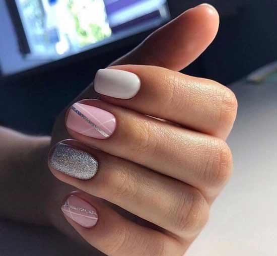 Gray + pink manicure