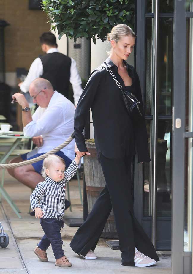 Rosie Huntington-Whiteley in wide trousers