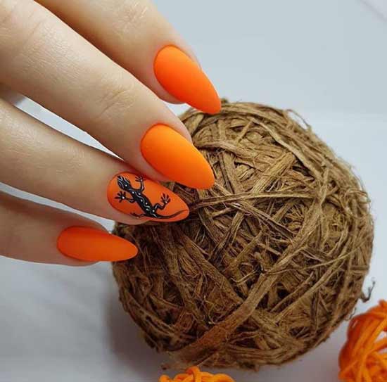 Orange matte manicure