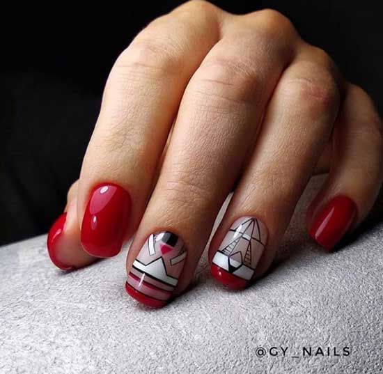 Geometry on the nails with patterns