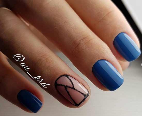 Blue manicure at home done