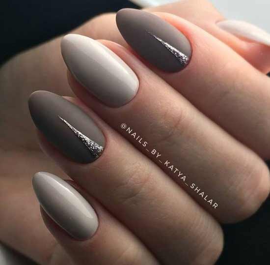 Gray moon manicure with shiny holes