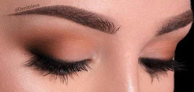 Eyebrows with overhanging eyelid makeup