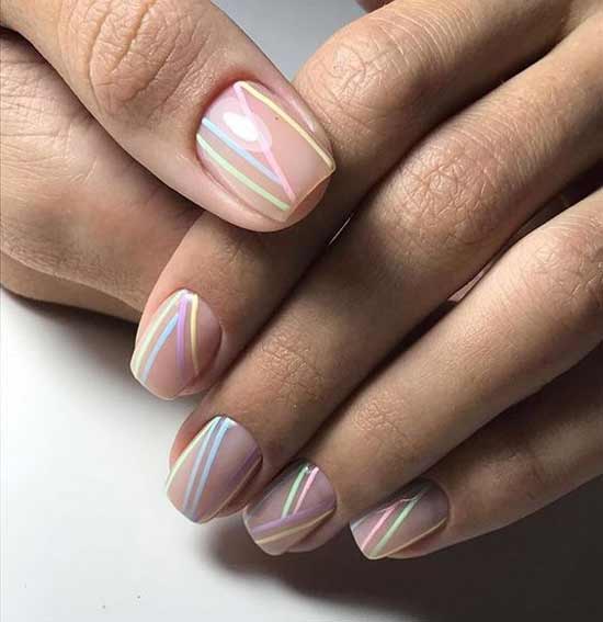 Manicure with colored stripes