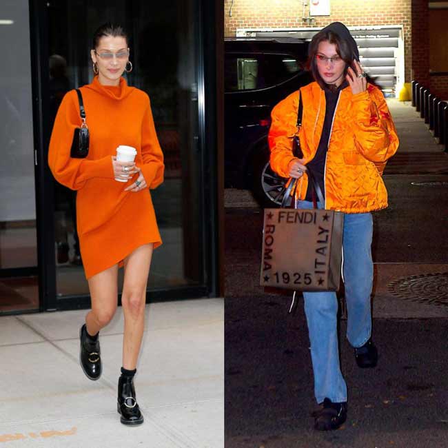 Orange color in clothes in autumn