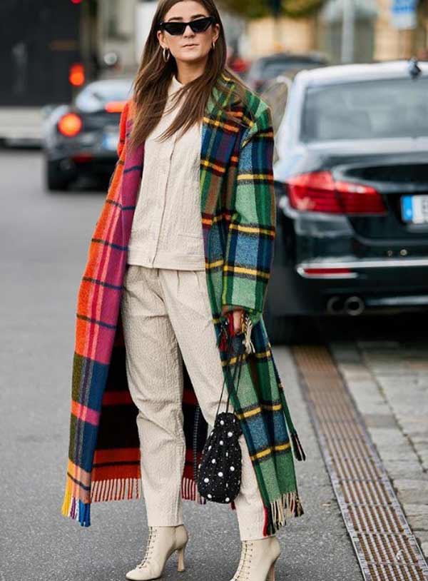 Autumn coat in a bright check