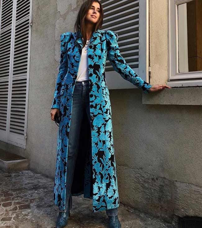 Long Autumn Printed Coat