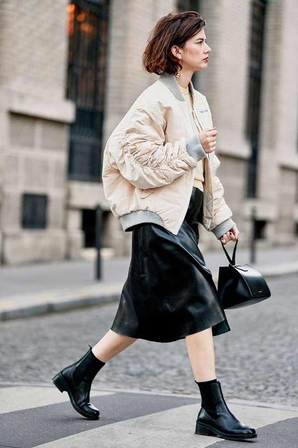 Bomber jacket with chelsea and skirt