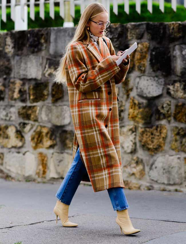 Oversized plaid coat