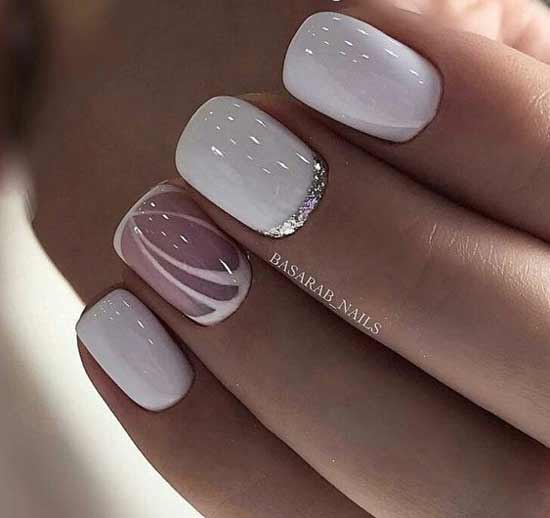 Beautiful white manicure for winter