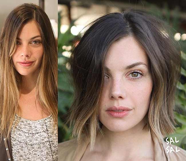 Coupe de cheveux à la mode pour un visage long