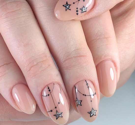 Stars in New Year's nail art