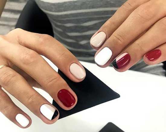 Shade of red pear in manicure