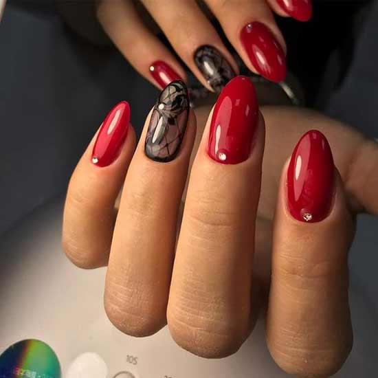 Red manicure with gel polish